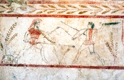 Hommes se battant avec des lances, Paestum, 4ème siècle av. J.-C. - Unbekannt