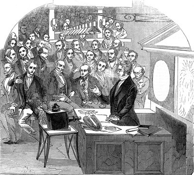 Michael Faraday donnant une conférence sur l