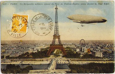 Dirigeable militaire du parc de Chalais-Meudon volant près de la Tour Eiffel, 1908 - Unbekannt