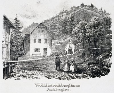 Mine de sel : le bâtiment Wolfdietrich et la sortie de la mine, à Durrnberg, Autriche - Unbekannt