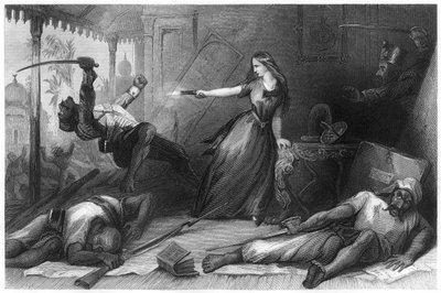 Miss Wheeler se défendant contre les Cipayes à Cawnpore, 1857, vers 1860 - Unbekannt