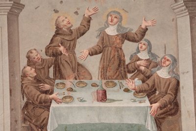 Monastère de Saorge fresque du 18ème siècle représentant la vie de Saint François d