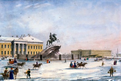 Monument de Pierre le Grand sur la place du Sénat à Saint-Pétersbourg, Russie, hiver, 1822 - Unbekannt