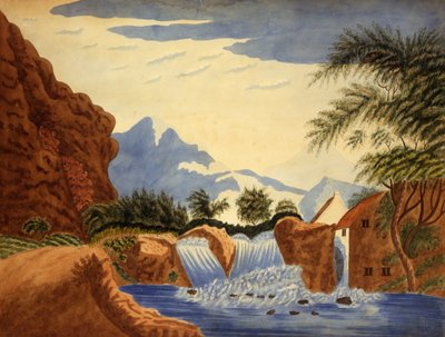 Paysage de montagne et roue à eau - Unbekannt