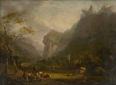 Vallée de montagne avec un groupe de figures au premier plan - Unbekannt