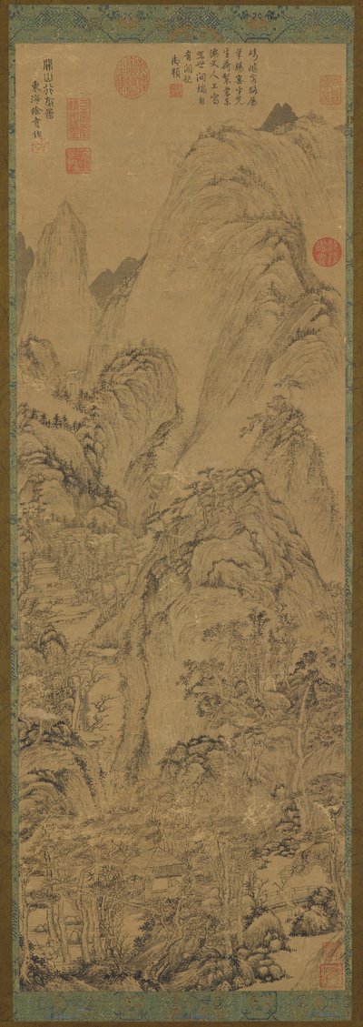 Gorge de montagne : maisons et un ruisseau dans la vallée, 14ème-15ème siècle - Unbekannt
