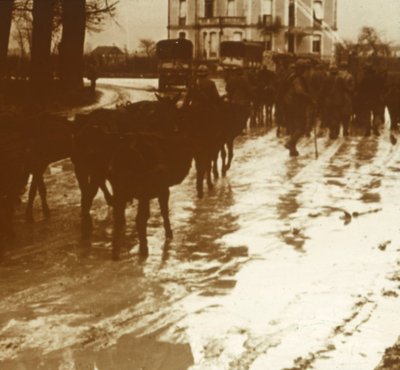Train de mules avec des provisions, Verdun, nord de la France, vers 1914-1918 - Unbekannt