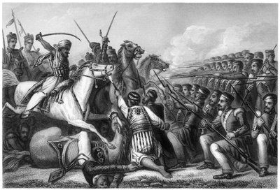 Cavalerie mutinée attaquant un carré d