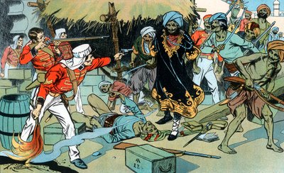 Mutins attaquant le magasin à Delhi, Mutinerie indienne, 11 mai 1857, vers 1900 - Unbekannt