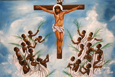 Sanctuaire des martyrs catholiques de Namugongo, Kampala. Fresque d