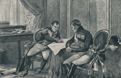 Napoléon et Alexandre à Tilsit étudiant la carte de l