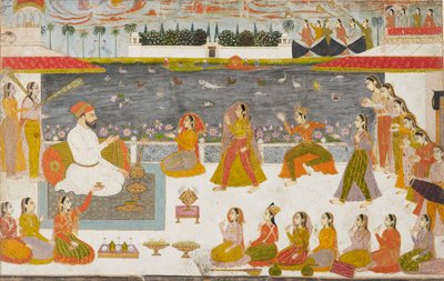 Nawab et dames regardant une nautch sur une terrasse, 1760 - Unbekannt