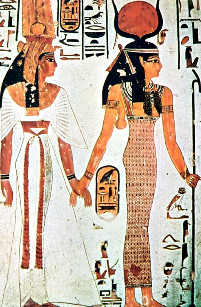 Nefertari et Isis, peinture murale égyptienne antique d