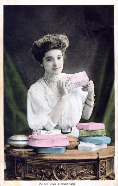 Cadeau de Nouvel An, carte postale française, vers 1900 - Unbekannt