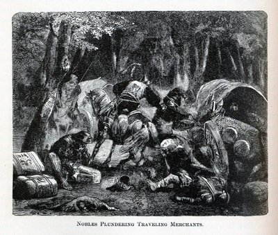 Nobles pillant des marchands itinérants, 1882 - Unbekannt