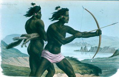 Indiens de San Francisco en Amérique du Nord chassant avec des arcs et des flèches, vers 1840 - Unbekannt