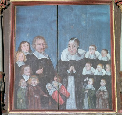 Peinture norvégienne montrant une famille avec quatorze enfants, 17ème siècle - Unbekannt