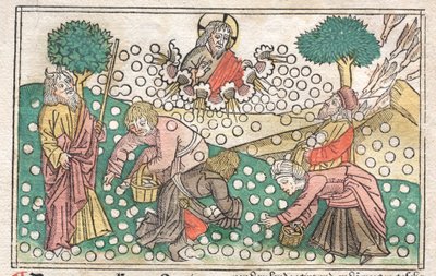 Bible de Nuremberg : La manne tombant du ciel, 1400s - Unbekannt