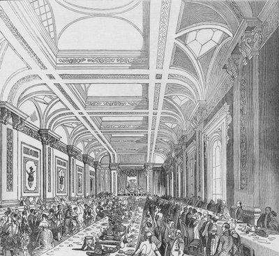 Ouverture de la troisième Bourse royale, 1844. Banquet dans la salle d