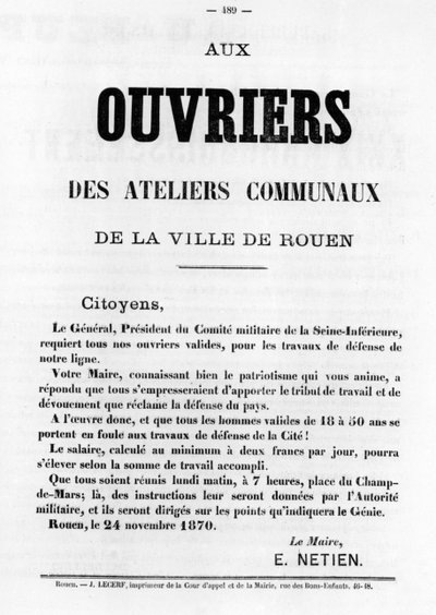 Ouvriers, des affiches politiques françaises de la Commune de Paris - Unbekannt