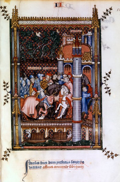 Les prêtres païens accueillent Sisinnius aux portes de Paris, 1317 - Unbekannt