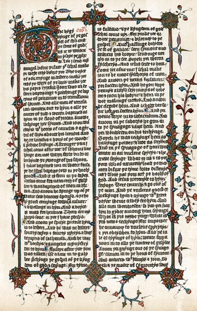 Page de la traduction de la Bible en anglais par Wycliffe, c1400 - Unbekannt