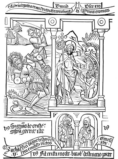Page de la Biblia Pauperum (Bible des pauvres), 15e siècle - Unbekannt