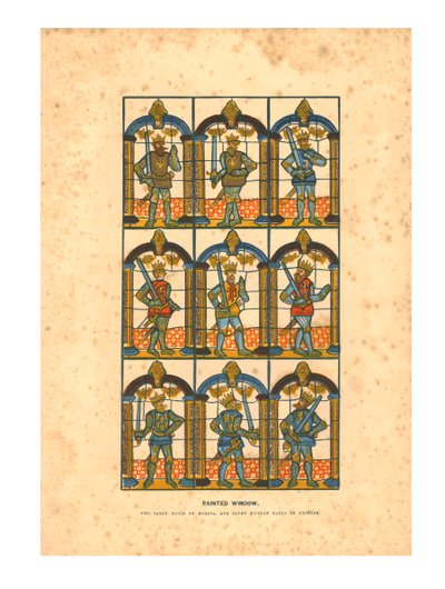 Vitrail peint. Deux comtes saxons de Mercie, et sept comtes normands de Chester, vers 1845 - Unbekannt