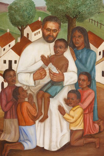 Peinture représentant un missionnaire chrétien à Haïti, Port-au-Prince, Haïti - Unbekannt