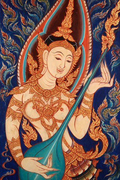 Peinture montrant une apsara jouant de la musique, Lecce, Italie - Unbekannt