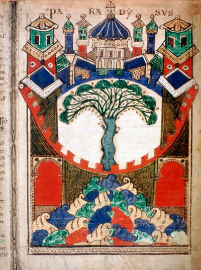 Paradis, une page du Liber Floridus, 12e siècle - Unbekannt
