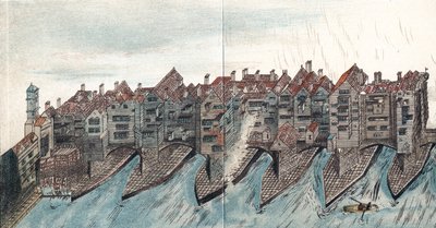 Partie du vieux pont de Londres, vers 1600 - Unbekannt