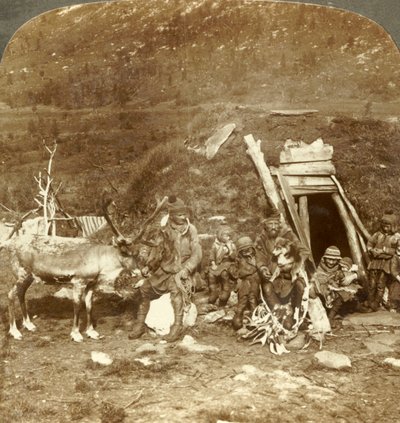 Peuple du Nord glacial - Maison et famille laponnes, près de Tromsø, Norvège, c1905 - Unbekannt