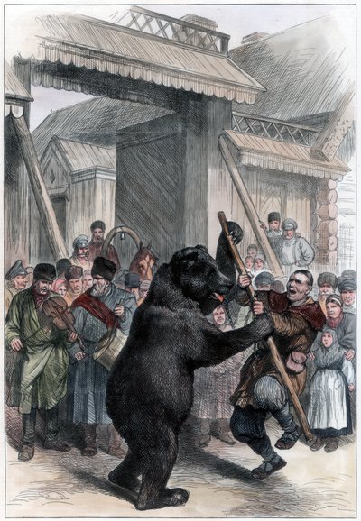 Ours en spectacle dans un village russe, 1877 - Unbekannt