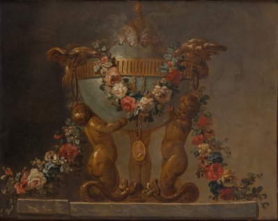 Brûle-parfum soutenu par des tritons bébés et garni de fleurs, XVIIIe siècle - Unbekannt