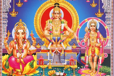 Image des dieux hindous Ganesh, Ayappa & Subramania, Inde - Unbekannt