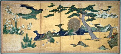 Pins et paons, période Edo japonaise - Unbekannt