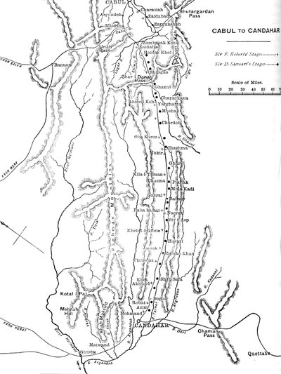 Plan de la marche du général Roberts de Cabul à Candahar, vers 1880 - Unbekannt