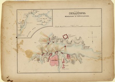 Plan de Sébastopol avec sa rade et ses fortifications, vers 1858 - Unbekannt