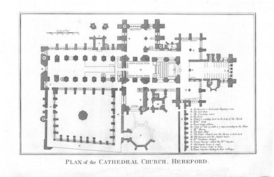Plan de la cathédrale de Hereford, fin du 18ème siècle - Unbekannt