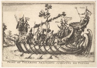 Planche 7 : Peleo et Talamone Argonauti conduits par Thétis, du Magnifique cortège sur t..., 1664 - Unbekannt