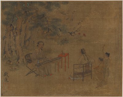 Jouant de la cithare sous les pins, possiblement dynastie Ming, 1368-1644 - Unbekannt