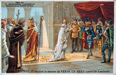 Le Pape Étienne II plaide pour la sécurité de Pépin le Bref contre les Lombards, vers 750 après J.-C., XIXe siècle - Unbekannt