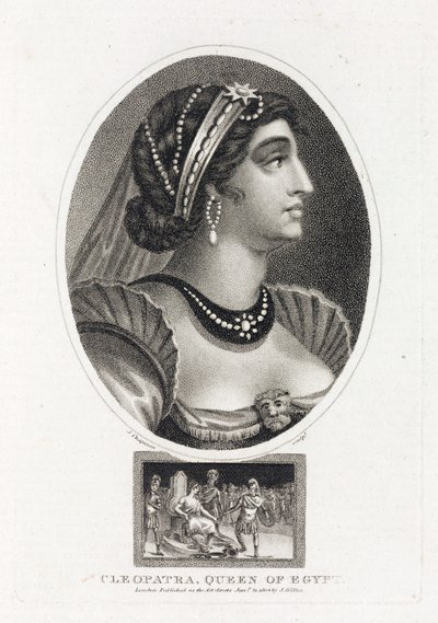 Portrait de Cléopâtre (Théa Philopator, 69-30 avant JC), avec une scène décrivant son accession au trône d