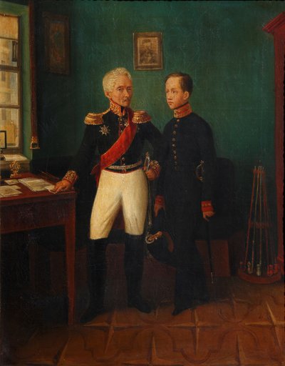 Portrait du général Fyodor Grigoryevich Friedrich August Goldgeuer avec son fils Mikhail, vers 1771-1848 - Unbekannt