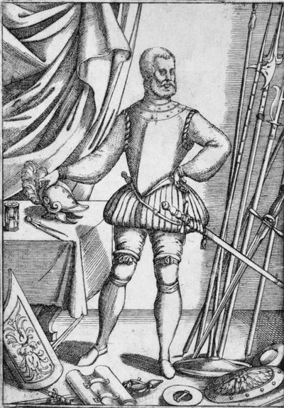 Portrait de Giacomo Di Grassi, montrant les armes dont il enseignait l