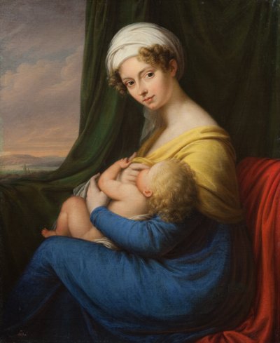Portrait de la princesse Maria Fyodorovna Baryatinskaya, née Keller 1792-1858 avec son fils, années 1820 - Unbekannt