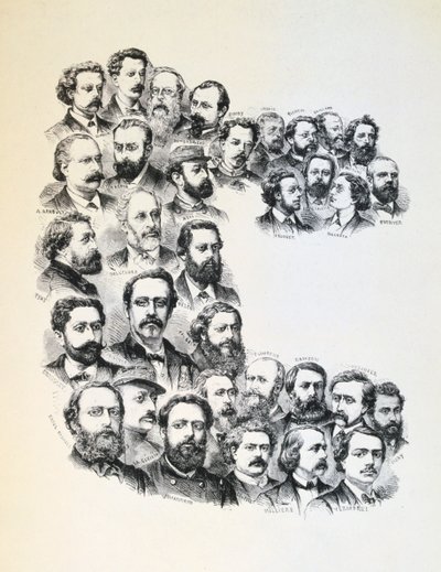 Affiche avec portraits des Communards, Commune de Paris, 1871 - Unbekannt