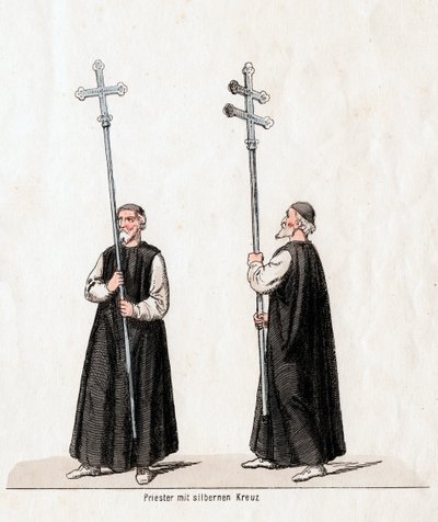 Prêtre avec croix en argent, costume pour la pièce de Shakespeare, Henry VIII, 19ème siècle - Unbekannt