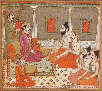 Prince avec des hommes saints ou brahmanes, XIXe siècle - Unbekannt